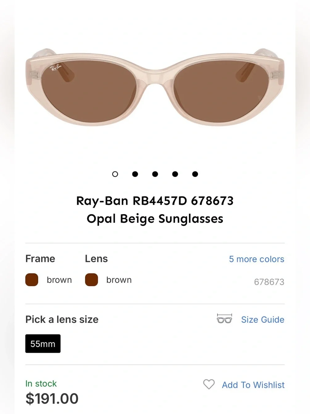 NEW RAY BAN RB4457D opal beige sunglasses